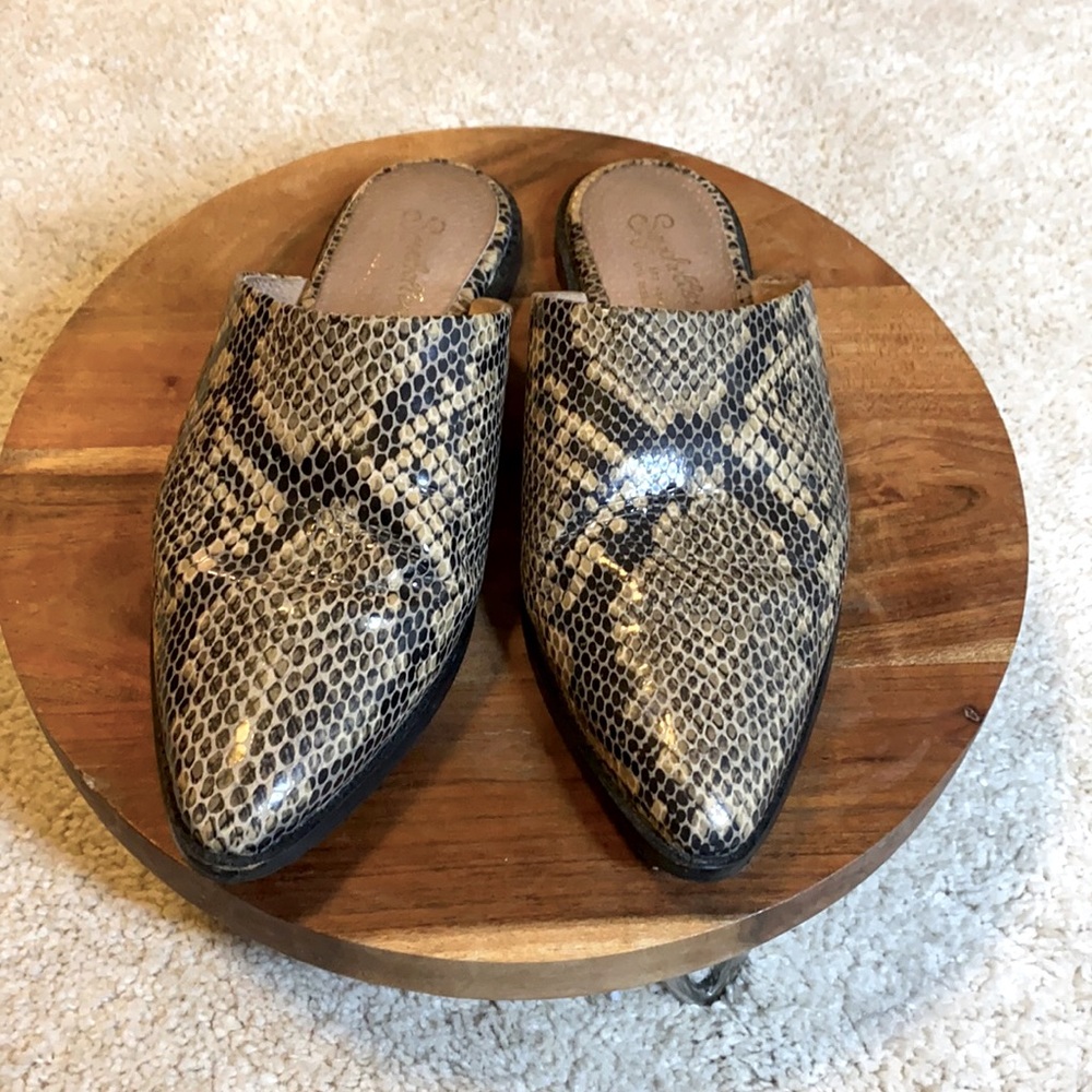 Seychelles Snakeskin Flat Slip Ons Shoes